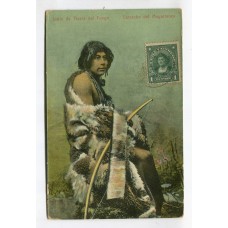 INDIO DE TIERRA DEL FUEGO CHILE ANTIGUA TARJETA POSTAL ABORIGENES